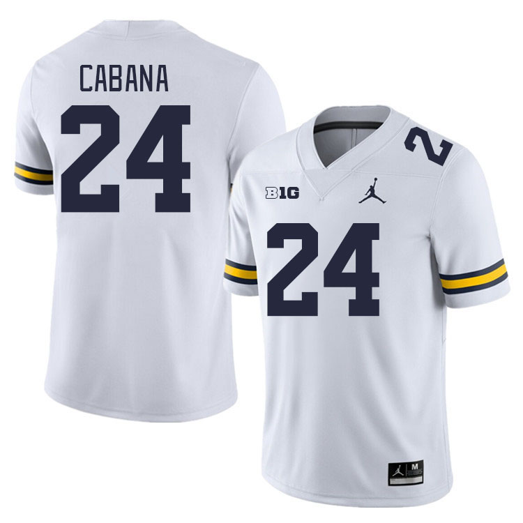 Michigan Wolverines #24 Cole Cabana College Football Jerseys Stitched Sale-White
